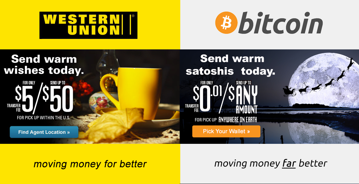 Sending money with Western Union vs. Bitcoin