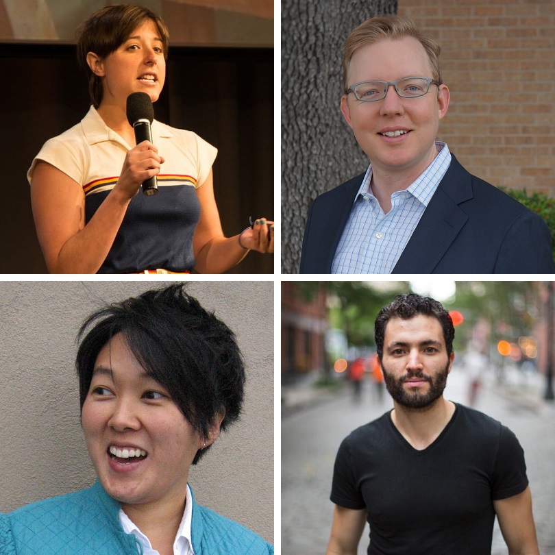 MIT's Chelsea Barabas, Factom CEO Peter Kirby, senior business operations lead at IDEO Anne Kim, and co-founder and CEO of OneName Ryan Shea