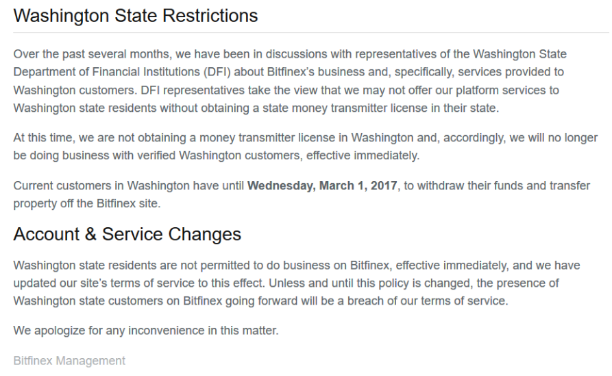 Washington State Restrictions