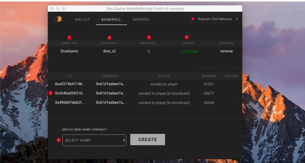 Bankroll backer interface